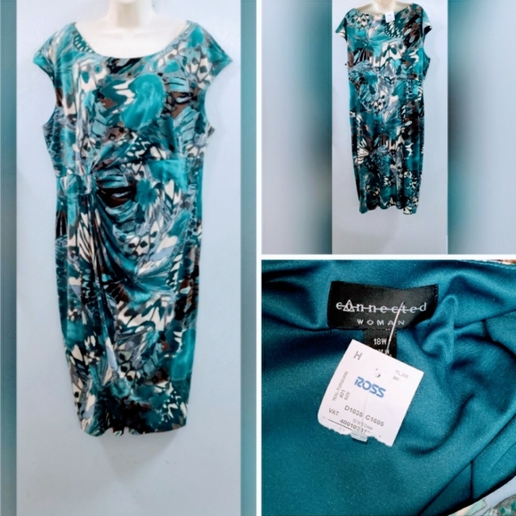 CONNECTED WOMAN ABSTRACT PRINT WRAP DRESS NWT - Picture 2 of 4